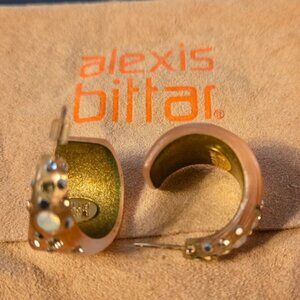 Alexis Bittar Peach/Pink Lucite Hoop Earrings